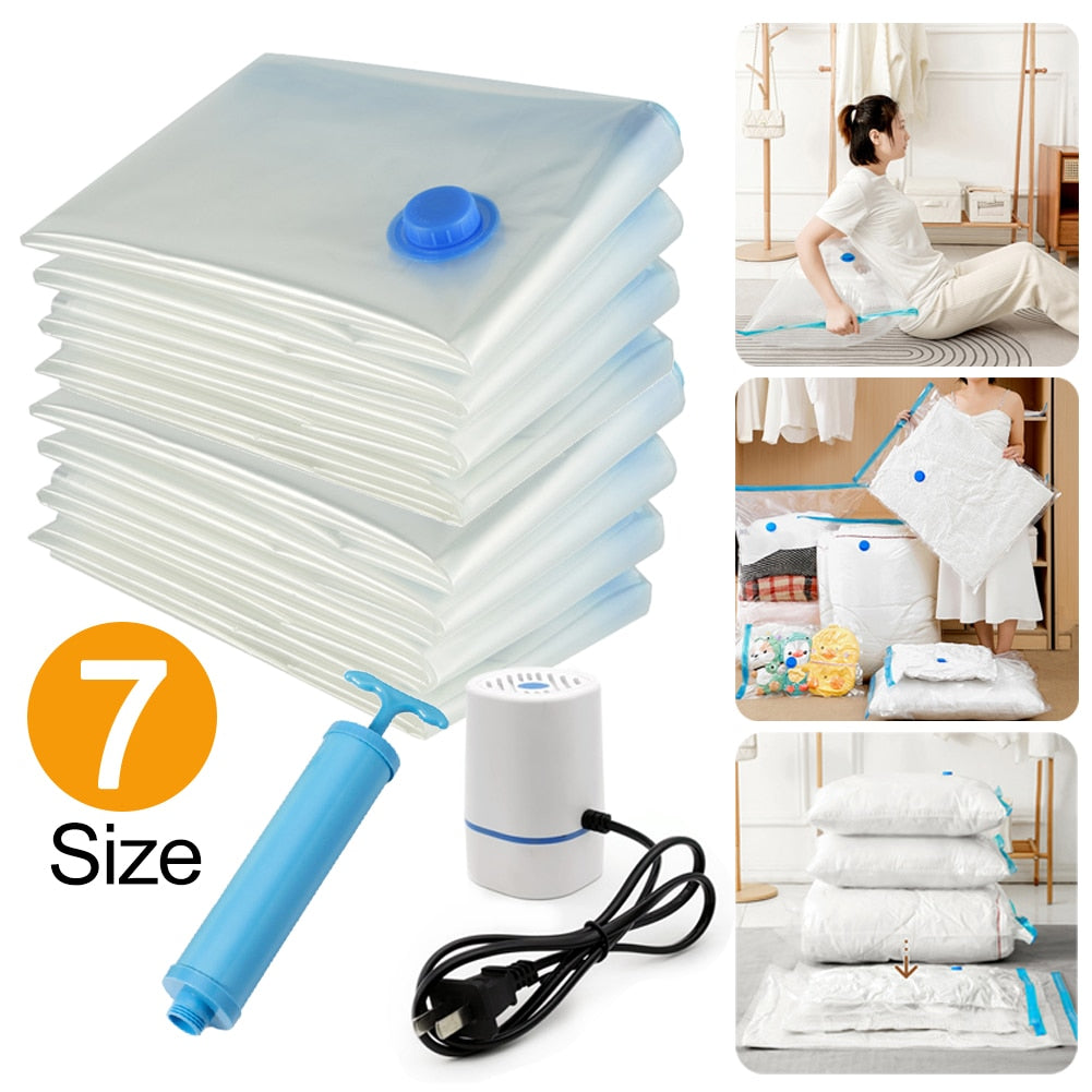 Reusable Compression Bags with Pump Cover and Vacuum